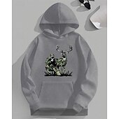 billiga Pojkens 3D-djur-Pojkar 3D Hjort Huvtröja Långärmad Vår Höst Mode Streetwear Barn 4-12 år Huva Utomhus Ledigt Dagligen Normal