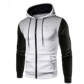 economico felpe con cappuccio da uomo di base-Per uomo Felpa con cappuccio Felpa con cappuccio a zip intera Bianco Rosso Blu Grigio scuro Con Cappuccio Blocco di colori Patchwork Tasca Sport &amp; Outdoor Quotidiano Ferie Poliestere Streetwear