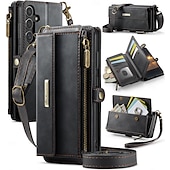 billige Samsung-etui-telefon Etui Til Samsung Galaxy S25 Ultra S24 S23 S22 S21 S20 Ultra Plus FE A53 A33 A23 A13 Lommebok-kortveske med nøkkelbånd Støtte Støtsikker TPU PU lær