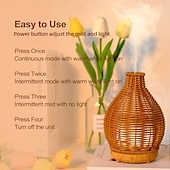 cheap Bedside Lamp-1pc Rattan-Style AromaMaster - Waterless Auto Shut-Off Essential Oil Diffuser for Aromatherapy Humidification and Air Purification with Whisper-Quiet Operation and Portable Design