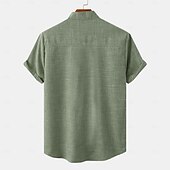 economico Classico-Per uomo Camicia di lino Camicia con colletto alla coreana Camicia Estiva Abbigliamento da spiaggia Camicia casual Semplice Vacanza Casuale Bianco + giallo Rosa + giallo Bianco + Verde Grigio + rosa