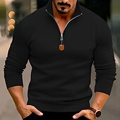 economico felpe in pile-Per uomo Felpa con cappuccio e zip Felpa con zip Felpa con cappuccio in pile Aalbicocca Nero Bianco Vino Rosso Colletto Mao Semplice Zip a un quarto Sport &amp; Outdoor Casuale Quotidiano Streetwear Cool