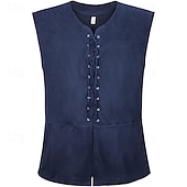preiswerte Herrenweste-Herren Weste aus Wildlederimitat Weste Gilet Outdoor Täglich Vintage Frühling Herbst Schnürung Polyester Bequem Einfach V Ausschnitt Normale Passform Dunkelbraun Schwarz Wein Marineblau Weste