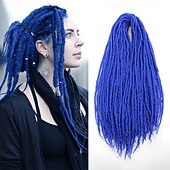 abordables Crocheter les cheveux-Extensions de dreadlocks noires de 20 pouces - 0,24 po de largeur, 20 brins d&#039;extensions de dreadlocks en laine, dreads en laine à double extrémité pour femmes &amp;hommes - dreadlocks hippies faits main