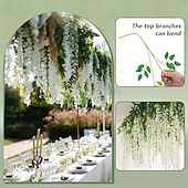 olcso Művirág-36 db-os műliliom virágfüzér, fehér függő műliliom esküvőre, partira, ünnepi dekorációra és otthoni kerti faldekorációra, karbantartásmentes