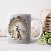 levne Šálky a hrnečky-Keramický 3D hrnek na kávu s Ježíšem 330ml/12oz, křesťanský dárkový hrnek s křížem a učedníkem, náboženský bílý keramický hrnek na modlitbu, do kostela, na Velikonoce, do bytu s vírou.
