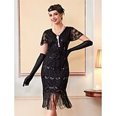 levne Šaty-Retro Řvoucí 20s 20. léta 20. století Bubenové šaty Šaty Úbory Velký Gatsby Svatební host Flitry Třásně Maškarní kostým Dámské Vánoce předvečer Všech svatých Karneval Párty a večer Svatební hostina