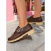 abordables Années 1950-Chaussures richelieu en cuir verni crème pour femme – Chaussures plates vintage à double boucle pour un usage quotidien ou des tenues d&#039;inspiration rétro