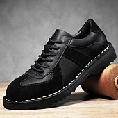 abordables Occasionnel-Homme Derby Marche ancien Affaires Occasionnel Quotidien Daim Cuir fendu Confortable Antidérapant À lacets Gris&amp;Blanc Noir Printemps