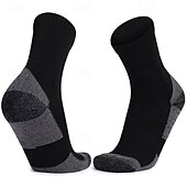abordables Calcetines deportivos-1 Par Mujer calcetines de lana merino Calcetines para correr Mantiene abrigado Transpirable Anti ampollas Grueso Al aire libre tripulación de cuarto Retazos Lana Merina Negro Blanco Azul Real para