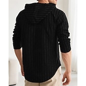 economico Camicie di lino-Per uomo Camicia Camicia di lino Camicia casual Camicia con Bottoni Camicia di cotone A righe Vacanza Camicia hawaiana Nero Bianco Blu marino Cachi Manica Lunga Con Cappuccio Primavera Autunno