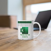tanie Kubki i filiżanki-kubek excel, zabawny ceramiczny kubek do kawy do biura 330 ml/12 uncji, prezent dla białych kołnierzyków w stylu arkusza kalkulacyjnego dla współpracownika, analityka, księgowego, szefa, dekoracja