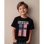 voordelige Jongens 3D Visie &amp; Geometrie-Amerikaanse Onafhankelijkheidsdag Jongens 3D Grafisch Vlag T-shirt Korte mouw Zomer Lente Modieus Basic Kinderen 4-12 jaar Strakke ronde hals Buiten Casual Dagelijks Normale pasvorm