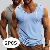 economico Canotte da palestra-Per uomo Canotta Maglietta smanicata Felpa con cappuccio senza maniche Maglietta senza maniche Senza Maniche Con Cappuccio Estate Semplice Moda Designer Sportivo 2 Pezzi Con cappuccio All&#039;aperto
