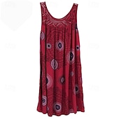preiswerte Ausgefallene Kleider-Damen Langes Kleid Maxikleid Freizeitkleid Schwingkleid Sommerkleid Unterkleid Mode Modern Täglich Strand Wochenende Normale Passform Grafik Ärmellos Rundhalsausschnitt Schwarz Weiß Gelb Wein Sommer