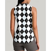 cheap Women&#039;s Shirt-Women&#039;s Plaid / Check Sport Shirt Golf Polo Shirt Tennis Shirt Sleeveless Zipper High Elasticity Moisture Wicking Breathable Tennis Golf Pickleball Turndown Zip Collar Shirt Top Black Tennis Clothing