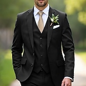 economico Abiti da matrimonio-Uomo Matrimonio Affari Completi Nero Blu marino Moda Formale Tinta unita Vestibilità aderente 3 pezzi Monopetto Due Bottoni