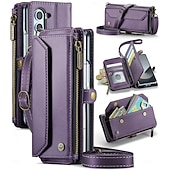 baratos Capa Samsung-telefone Capinha Para Samsung Galaxy Z Fold Capa para Cartão Wallet com cordão com pulseira Pata de Apoio TPU Couro PU