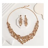 abordables Parures de Bijoux-un parure de bijoux de mariée 1 ensemble Zircon Strass 1 Collier Boucles d&#039;oreilles Femmes Mode Personnalisé Luxe Mignon Fantaisie Forme de Feuille irrégulier Parure de Bijoux Pour Mariage Soirée