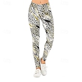 levne -Dámské Kalhoty Legíny Šik ven Na běžné nošení Plná délka Přírodní Leopard Elastický pas Tisk Pohodlný Venkovní Pohodlné Dovolená Jdeme ven Víkend Nebeská modř Žlutá Světle šedá Podzim Běžný