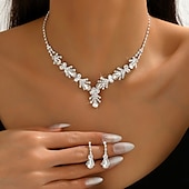 cheap Jewelry Sets-Bridal Jewelry Sets Two-piece Suit Zircon 1 Necklace Earrings Women&#039;s Elegant Vintage Personalized Lovely Classic Leaf Love Jewelry Set For Wedding Birthday Gift