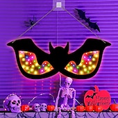 cheap Decorative Lights-Halloween Decorations Spooky Eyes Lights 21 Inch Large Wooden Halloween Window Eye Lights with 8 Color Modes and USB/Battery Operated for Home Wall Window Trees Halloween Decor