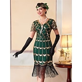 levne Šaty-Retro Řvoucí 20s 20. léta 20. století Bubenové šaty Šaty Úbory Velký Gatsby Svatební host Flitry Třásně Maškarní kostým Dámské Vánoce předvečer Všech svatých Karneval Párty a večer Svatební hostina