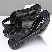 levne Sandály na dovolenou-Pánské hnědé sandály z umělé kůže s retro přezkou a oporou klenby, ideální pro každodenní chůzi, outdoorové nošení a dovolenou.