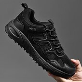 abordables Baskets-Homme Chaussures Décontractées Chaussures de randonnée Marche Occasionnel Cuir PU Maille Confortable Antidérapant Respirant À lacets Noir Jaune Vert Été Printemps