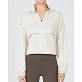 baratos Moletom &amp; Suéter-Mulheres Jaqueta de Corrida Capa de Chuva Bolso Com Zíper Leve Manga Longa Blusas Outono Prova-de-Água A Prova de Vento Secagem Rápida Umidade do pavio Pilates Corrida Ioga Roupa de esporte Roupas