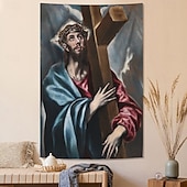 halpa Uskonnollinen kudos-Keskiaikainen Gobeliini Keskiaika Jeesus Roikkuva Gobeliini Seinätaide Suuri Gobeliiniseinämaalaus Valokuva Tausta Viltti Verho Koti Makuuhuone Olohuoneen Koristelu