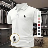 levne Pánské klasické polo-Pánské Kůň Waffle Polo košile Krátký rukáv Polo tričko Košile s límečkem Na běžné nošení Obchodní příležitostné Venkovní Obchod Noste do práce Denní nošení Knoflíky 3D tisk Léto Bílá Světlá růžov