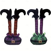 お買い得  ハロウィンの吊るし飾りとテーブルトップ装飾-ハロウィーンの逆さまのエルフの脚の卓上装飾、折り曲げられる不気味なシーンの小道具、お化け屋敷のホラーディスプレイの装飾