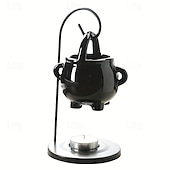abordables lampe de chevet-1 ensemble de brûleur à huile de chaudron païen suspendu noir - diffuseur d&#039;arômes chauffe-cire avec poignée pour une décoration intérieure enchanteresse, fondants de cire parfumée essentielle