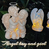 billiga Landskapsbelysning-1 st utomhus solcellsskulptur par ängel jordlampa gräsmatta lampa gårdsplan gräsmatta stig trädgård festival bröllop europeisk landskapsdekoration ljus