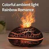 economico lampada da comodino-Umidificatore per aromaterapia alimentato tramite USB con 7 luci colorate - diffusore di oli essenziali con effetto fiamma, design senza filtro per un&#039;atmosfera rilassante in camera da letto