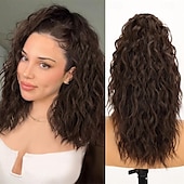 economico Code-Extension per coda di cavallo con clip a artiglio, code di cavallo ondulate da 18 pollici, extension per capelli a strati, soffici, con clip per donne, posticci sintetici, nero ombré, biondo misto.