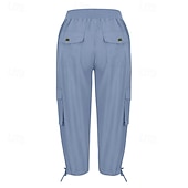 preiswerte Cargohose für Damen-Damen Cargo-Hosen Stoffhosen Streetwear Lässig Wadenlang Natürliche Taille Einfach Tasche Elastisches Kordelzugdesign Bequem Außenbereich Outdoor Streetwear Kamel Dunkelbraun Hellhimmelblau Schwarz