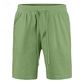 preiswerte Klassiker-Herren Shorts Leinenshorts Sommershorts Strandshorts Tasche Kordelzug Elastischer Bund Einfach Komfort Atmungsaktiv Knielang Lässig Täglich Ferien Urlaub Klassicher Stil Schwarz Weiß