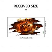 levne Halloween samolepky-Halloweenská samolepka na podlahu a zeď s 3D strašidelným dýňovým průlomovým designem, samolepicí podlahová a nástěnná dekorace do obývacího pokoje a ložnice.