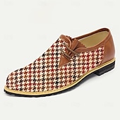 cheap Statement Shoes-Men&#039;s Houndstooth Jacquard Fabric Loafers – Stylish Vintage Casual Shoes for Daily Walking, Weekend Outings, Bavarian Beer Festivals and Comfortable Everyday Wear