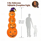cheap Landscape Lights-1 Pc 2.4M Halloween Inflatable Pumpkin Luminous Strip Lamp Air Model Courtyard Garden Lawn Path Halloween Party Atmosphere Decorative Lights