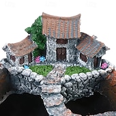 economico Statue-1 vaso da giardino magico - design di casa delle fate fantasy con muri in pietra, scale, fiori colorati, piante grasse e vasi da fiori in resina, mini contenitori paesaggistici per decorazioni interne