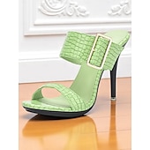 baratos Festa da Vida Noturna-sandálias femininas de salto alto com estampa de crocodilo amarela e tira com fivela - sapatos de festa ousados e abertos para vida noturna, clubes e eventos de verão