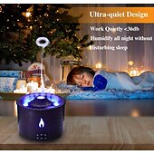 cheap Bedside Lamp-Volcanic Flame Aroma Diffuser with LED Night Light - Portable Essential Oil Humidifier Auto Shut-Off 2 Color Modes Ideal for Home &amp; Office