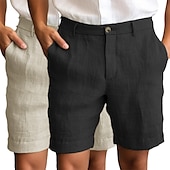 levne Klasický-Pánské Kraťasy Lněné šortky Šortky Letní šortky Plážové šortky Zip Knoflíky Kapsy Bez vzoru Pohodlné Prodyšné Délka kolen Venkovní Denní Jdeme ven Módní Klasický styl černá + šedá Bílá + Zelená