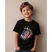 voordelige Jongens 3D Visie &amp; Geometrie-Amerikaanse Onafhankelijkheidsdag Jongens 3D Grafisch Vlag T-shirt Korte mouw Zomer Lente Modieus Basic Kinderen 4-12 jaar Strakke ronde hals Buiten Casual Dagelijks Normale pasvorm