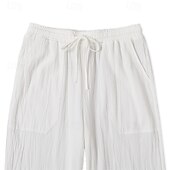 billiga Klassisk-Herr Långbyxor Casual byxor Sommarbyxor Säckiga byxor Strandbyxor Snörning Framficka Rakt ben Slät Komfort Mjuk Fullängd Ledigt Dagligen Utomhus Mode Hawaiisk Svart Vit Oelastisk
