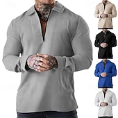 economico Felpe di base-Per uomo Felpa con zip Nero Bianco Blu Cachi Grigio chiaro Bavero Semplice Con zip Zip a un quarto Casuale Quotidiano Ferie Streetwear Cool Designer Primavera &amp; Autunno Abbigliamento Felpe con
