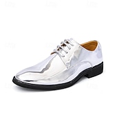 economico Formale-scarpe stringate dorate lucide da uomo – finitura in vernice lucida, perfette per matrimoni ed eventi formali serali